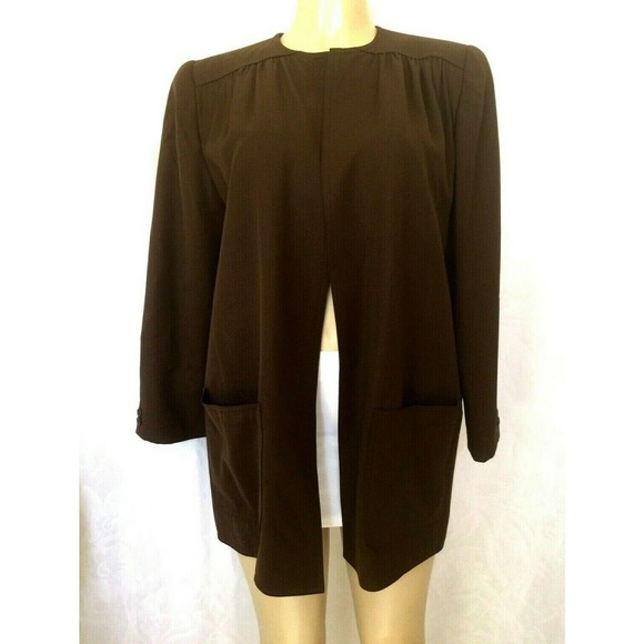 Valentino Open Jacket Blazer Brown Wool Lined 48 - Picture 1 of 9